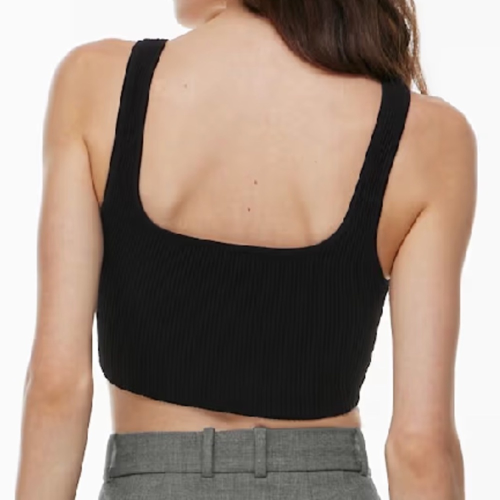 Aritzia Babaton Sculpt Knit Squareneck Cropped Ribbed Tank in Black- size SMALL - Picture 7 of 8